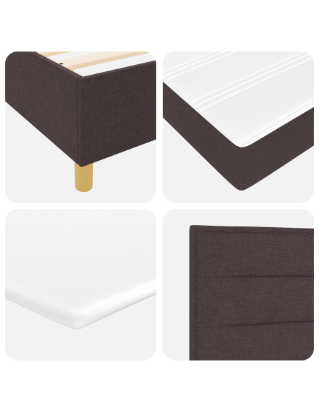 Letto con Rete Spring e Materasso Marrone Scuro 100x200 cm Tessuto