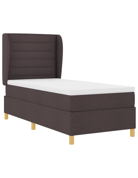 Letto con Rete Spring e Materasso Marrone Scuro 100x200 cm Tessuto