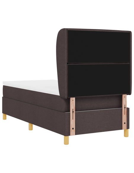 Letto con Rete Spring e Materasso Marrone Scuro 100x200 cm Tessuto
