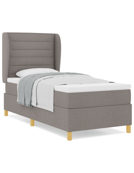Letto Box Spring con Materasso Tortora 100x200 cm Tessuto