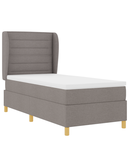 Letto Box Spring con Materasso Tortora 100x200 cm Tessuto