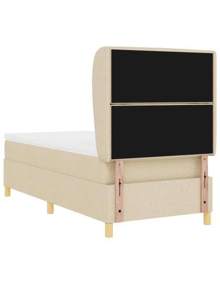 Letto a Molla con Materasso in Panna, 100x200 cm, Tessuto