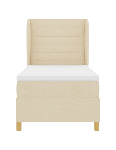 Letto a Molla con Materasso in Panna, 100x200 cm, Tessuto