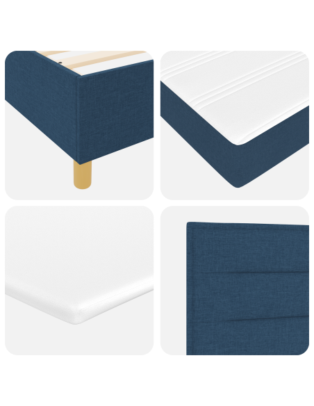 Letto a Contenitore con Materasso Blu 100x200 cm Tessuto