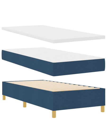 Letto a Contenitore con Materasso Blu 100x200 cm Tessuto