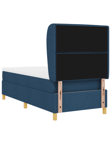 Letto a Contenitore con Materasso Blu 100x200 cm Tessuto