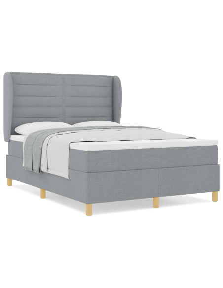 Letto a Box Spring con Materasso  Grigio Chiaro 140x190 cm Tessuto