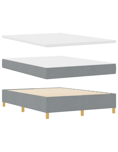 Letto a Box Spring con Materasso  Grigio Chiaro 140x190 cm Tessuto