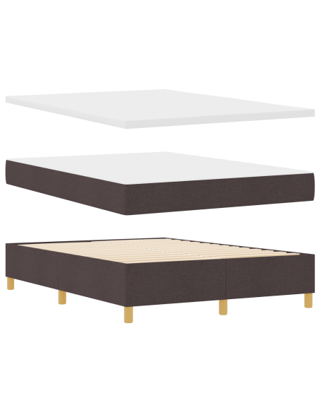 Letto a Molle con Materasso Marrone Scuro 140x200 cm Tessuto