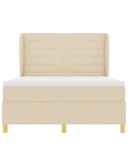letto a molle con materasso crema 140x200 cm in tessuto