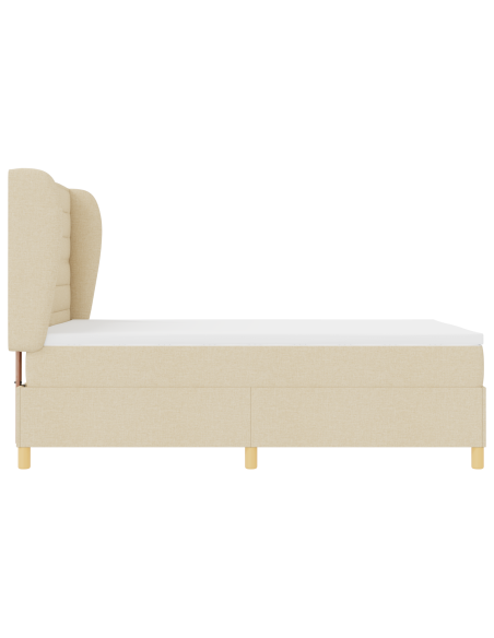 letto a molle con materasso crema 140x200 cm in tessuto