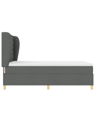 Letto con molle e materasso Grigio Scuro 90x190 cm Tessuto