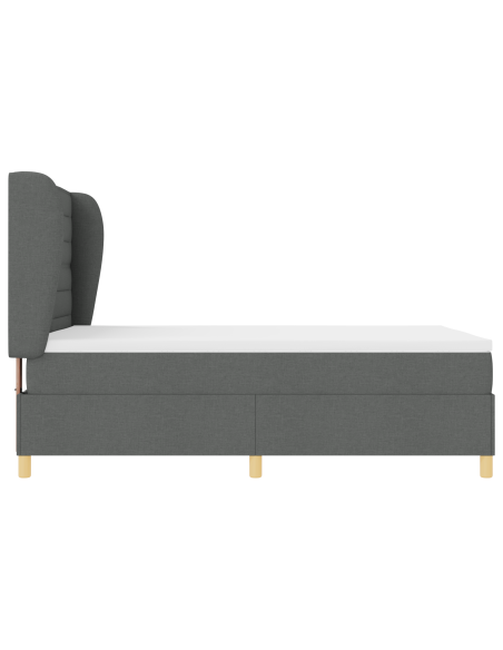 Letto Box Spring con Materasso Grigio Scuro 160x200 cm in Tessuto