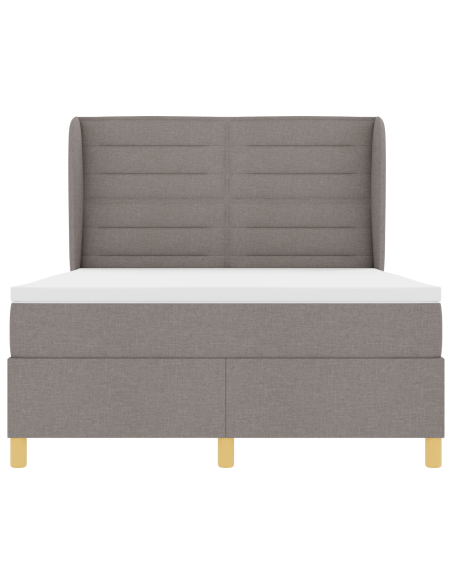 Letto Box Spring con Materasso in Tortora, 160x200 cm, Tessuto