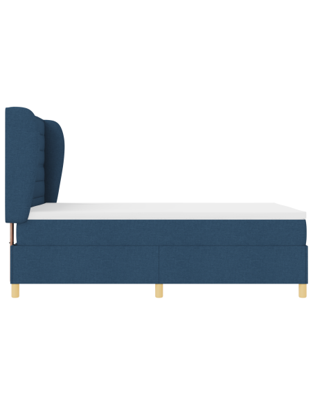 Letto con molle e materasso Grigio Scuro 90x190 cm Tessuto Blu