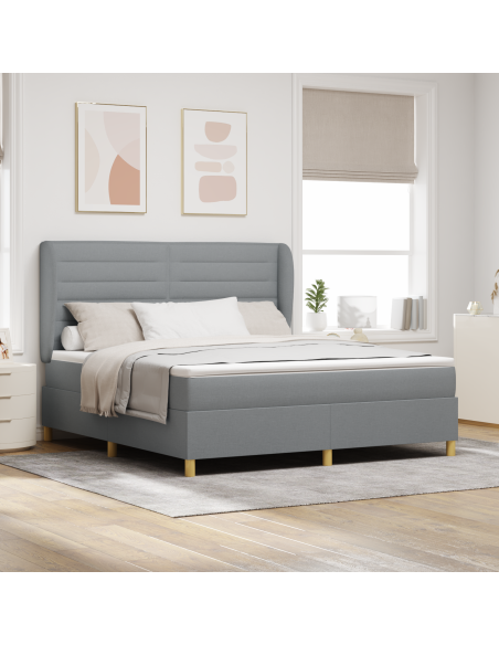 Letto a Molle con Materasso Grigio Chiaro 180x200 cm Tessuto