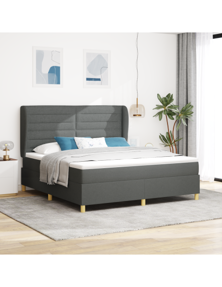 Letto con molle e materasso Grigio Scuro 90x190 cm Tessuto