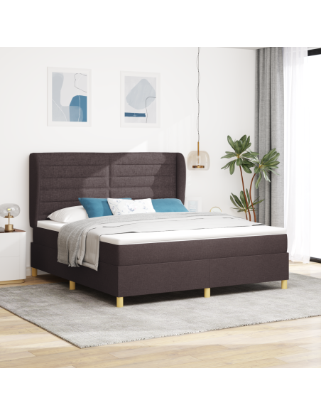 Letto a Box con Materasso Marrone Scuro 180x200 cm Tessuto