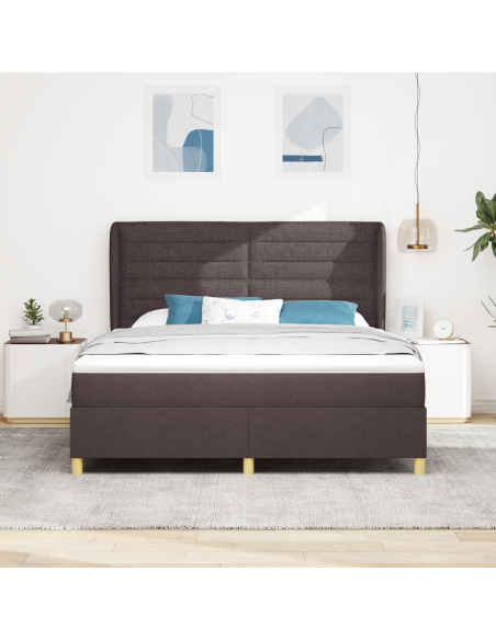 Letto a Box con Materasso Marrone Scuro 180x200 cm Tessuto