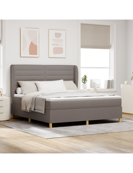 Letto Box Spring con Materasso Tortora 180x200 cm Tessuto