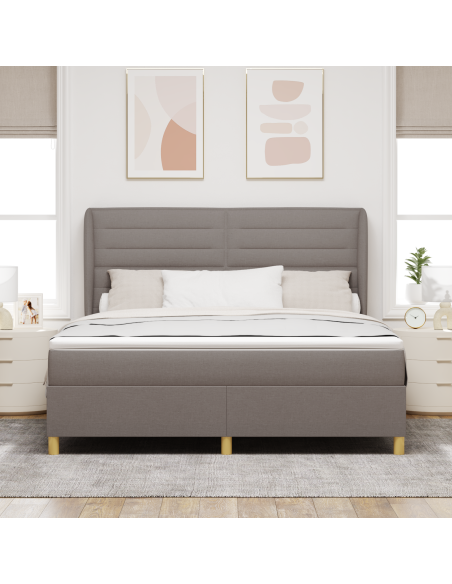 Letto Box Spring con Materasso Tortora 180x200 cm Tessuto