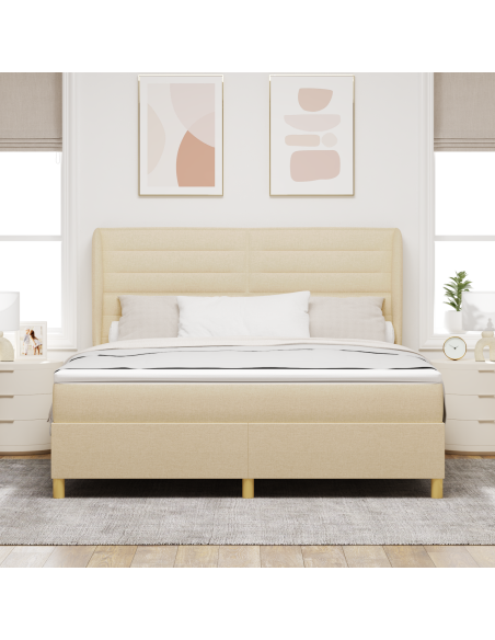 Letto a Box Spring con Materasso Panna 180x200 cm Tessuto
