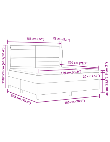Letto con molle e materasso Grigio Scuro 90x190 cm Tessuto