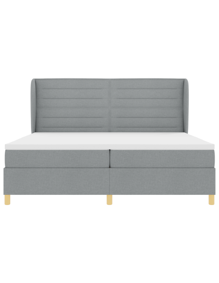 Letto con rete a doghe e materasso  - Grigio chiaro, 200x200 cm, Tessuto