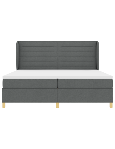 Letto Box Spring  con Materasso Grigio Scuro 200x200 cm Tessuto