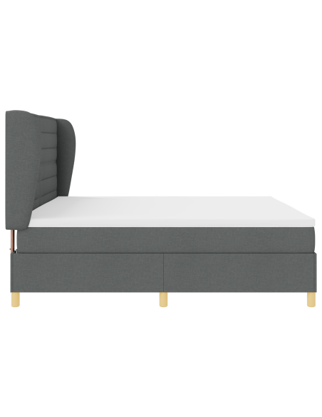 Letto Box Spring  con Materasso Grigio Scuro 200x200 cm Tessuto