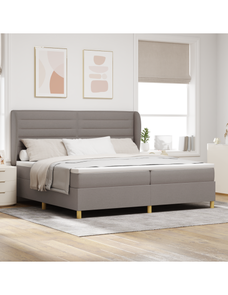 Letto Box Spring con Materasso Tortora 200x200 cm Tessuto