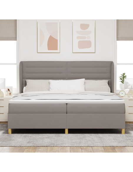 Letto Box Spring con Materasso Tortora 200x200 cm Tessuto
