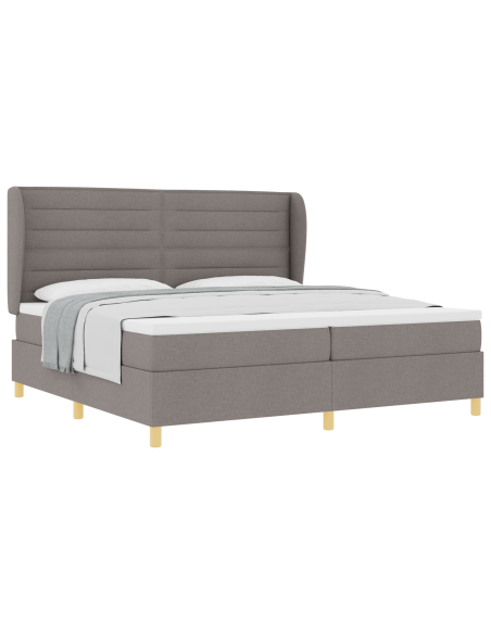Letto Box Spring con Materasso Tortora 200x200 cm Tessuto