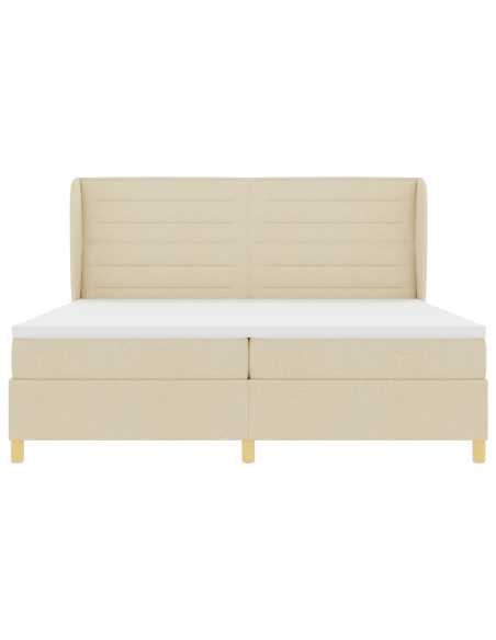 Letto Box con Materasso Panna 200x200 cm Tessuto
