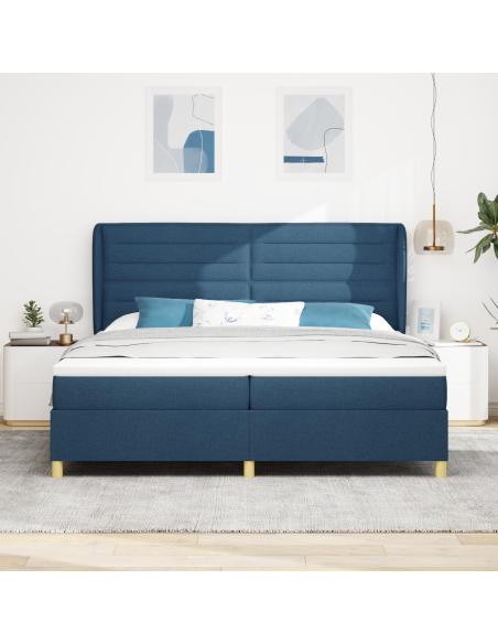 Letto a box con materasso Blu 200x200 cm Tessuto