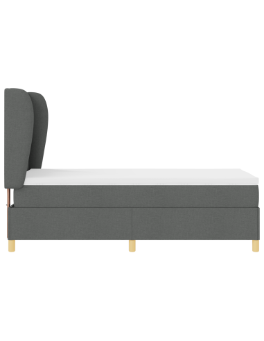 Letto con molle e materasso Grigio Scuro 90x190 cm Tessuto