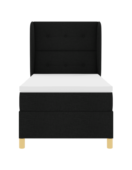 Letto Box Spring con Materasso Nero 80x200 cm in Tessuto