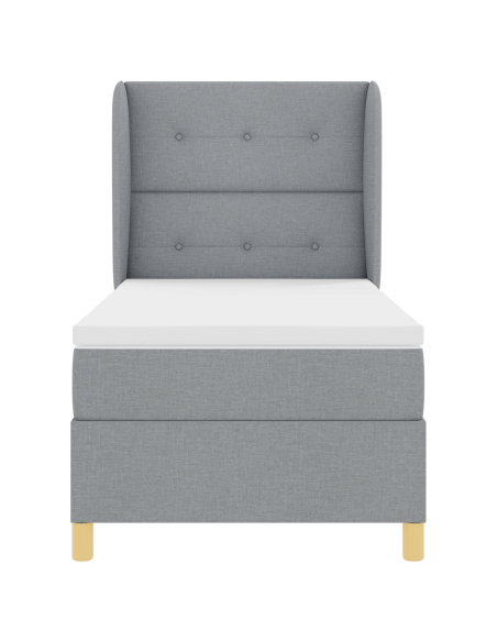 Letto Box Spring con Materasso grigio chiaro 90x190 cm in Tessuto