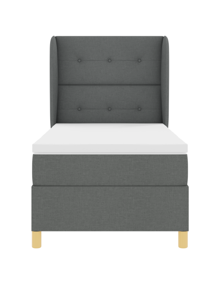 Letto Box Spring con Materasso Grigio Scuro 90x200 cm Fabric