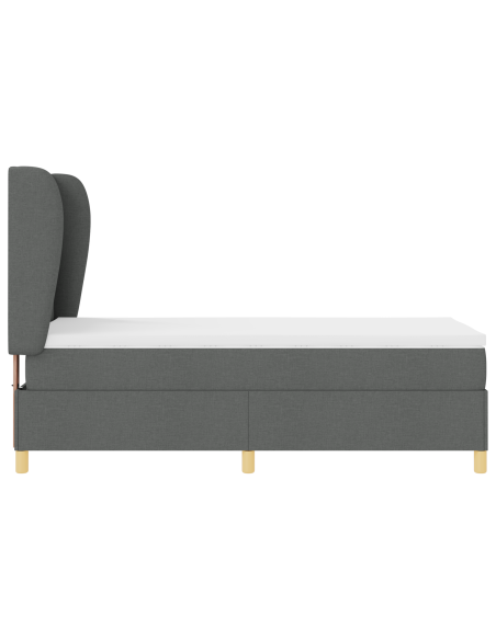 Letto Box Spring con Materasso Grigio Scuro 90x200 cm Fabric