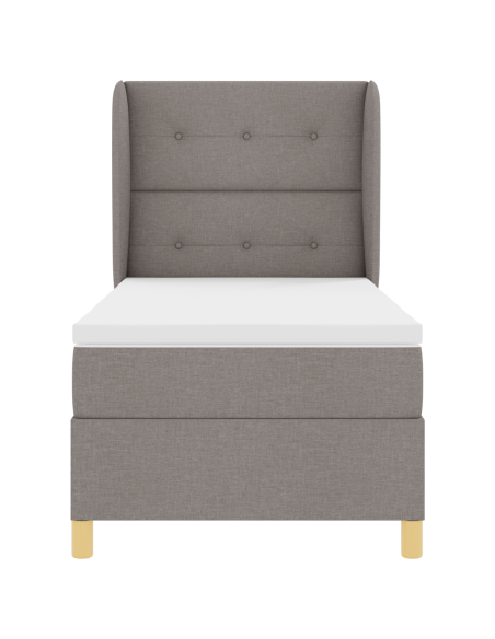 Letto con Box Spring e Materasso Tortora 90x200 cm in Tessuto