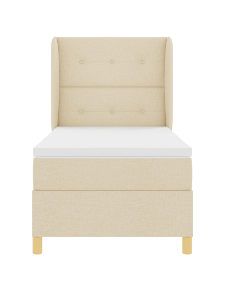 Letto Box Spring con Materasso - Crema, 100x200 cm, Tessuto