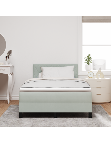 Letto a Sorgente LED con led Grigio chiaro 120 x 190 cm Velluto