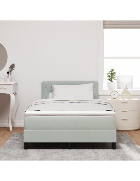 Letto a Sorgente LED con led Grigio chiaro 120 x 190 cm Velluto