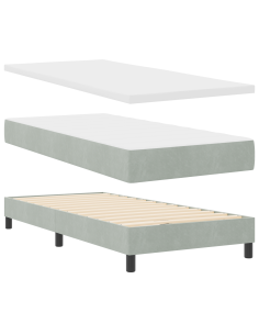 Letto a Sorgente LED con led Grigio chiaro 100 x 200 cm Velluto