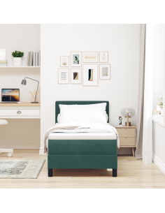 Letto a Sorgente LED con led Verde Scuro 80 x 200 cm Velluto