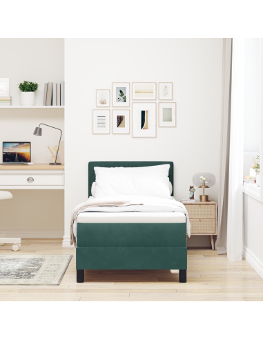 Letto a Sorgente LED con led Verde Scuro 80 x 200 cm Velluto