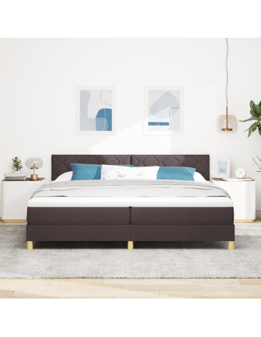 Letto a Sorgente LED con led Marrone Scuro 200 x 200 cm Tessuto