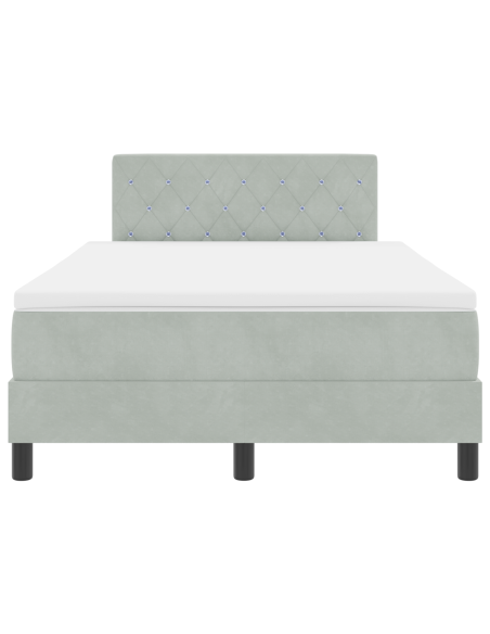 Letto a Sorgente LED con led Grigio chiaro 120 x 190 cm Velluto