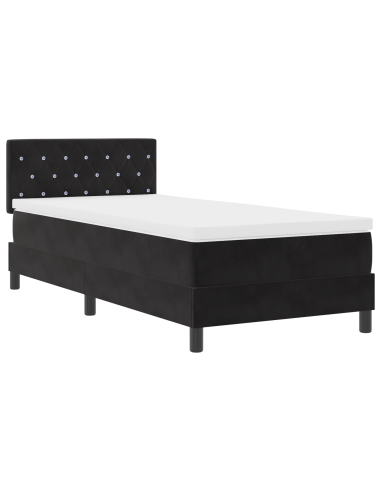 Letto a Sorgente LED con materasso Nero 100 x 200 cm Velluto